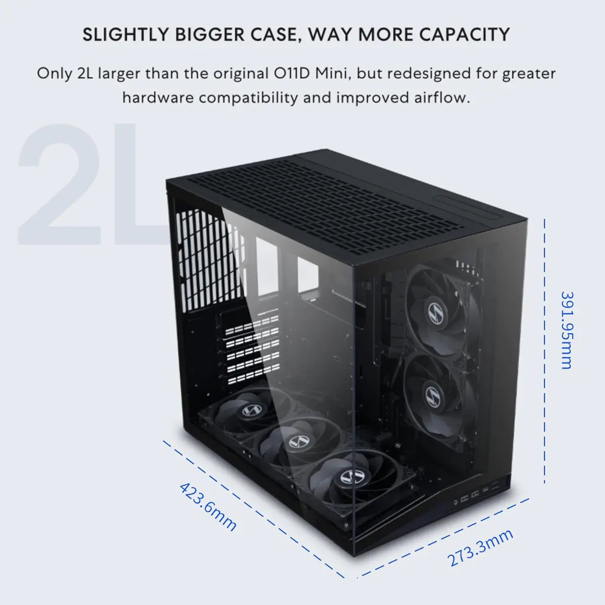 Lian Li O11D Mini V2 Flow Compact ATX Mid-Tower Airflow Computer Case - Black