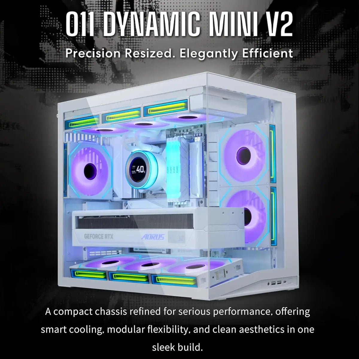 Lian Li O11D Mini V2 Flow Compact ATX Mid-Tower Airflow Computer Case - White
