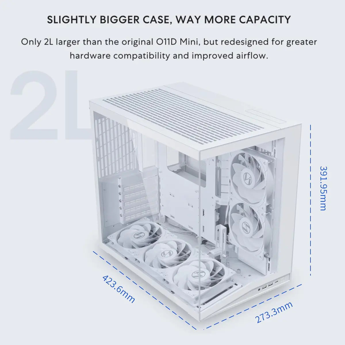 Lian Li O11D Mini V2 Flow Compact ATX Mid-Tower Airflow Computer Case - White