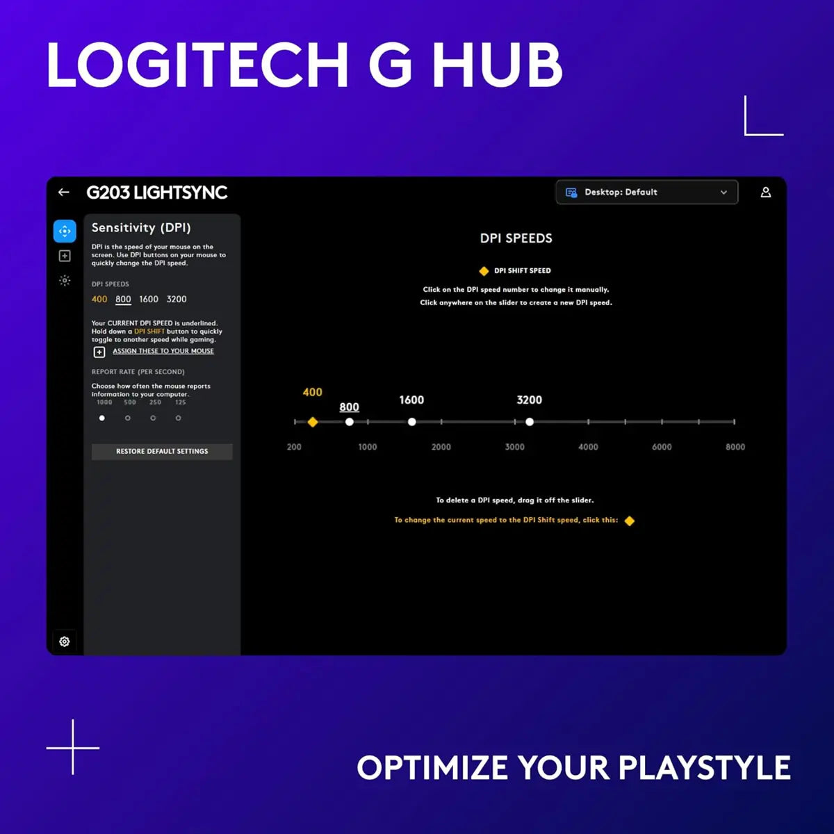 Logitech G203 Lightsync Wired Gaming Mouse - Black
