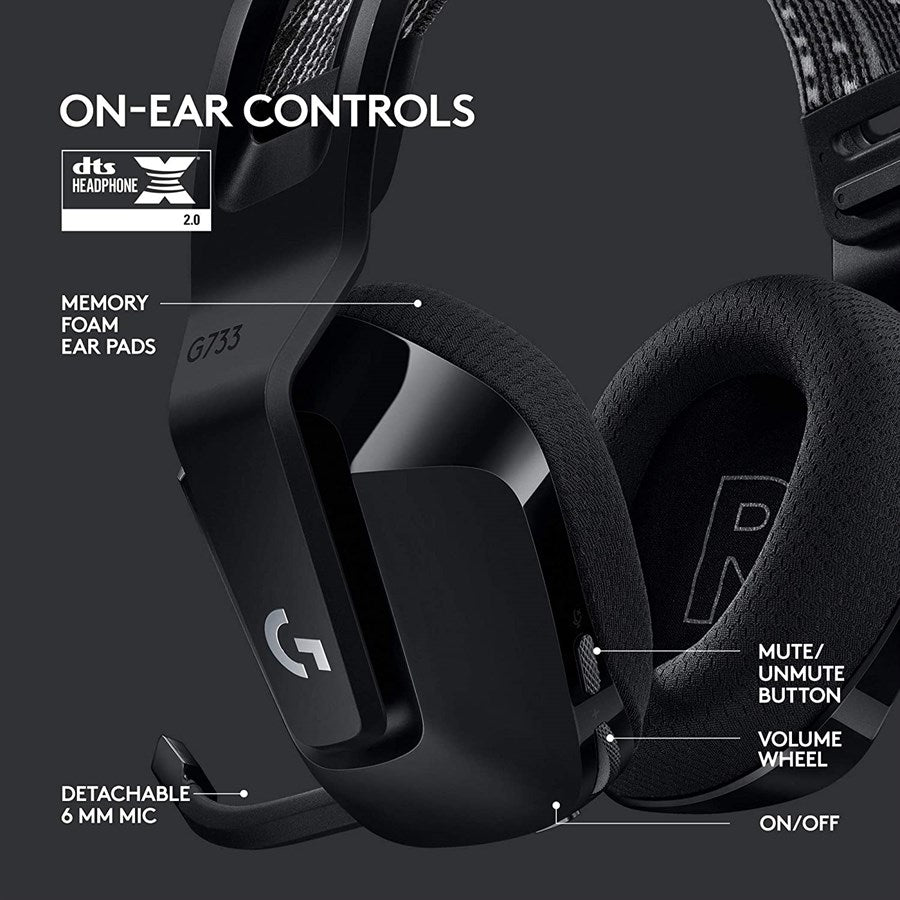 Logitech G733 RGB Lightspeed Wireless Gaming Headset (Black)