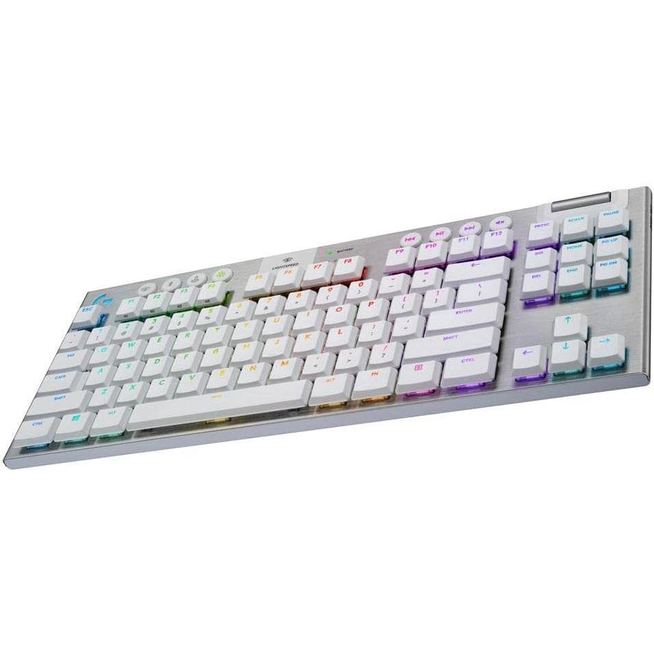 Logitech G915 TKL Tenkeyless Lightspeed Wireless Keyboard, Tactile - White