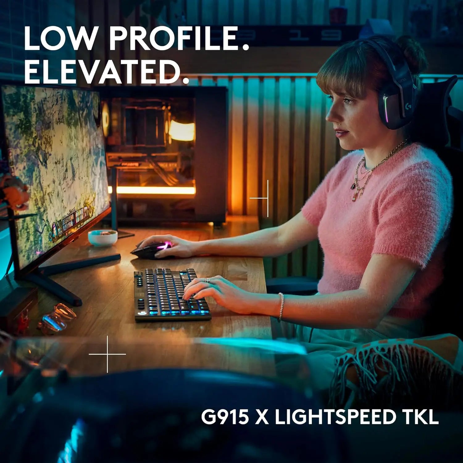 Logitech G915 X Lightspeed TKL Wireless Mechanical Gaming Keyboard -  Black (GL Clicky Switches)