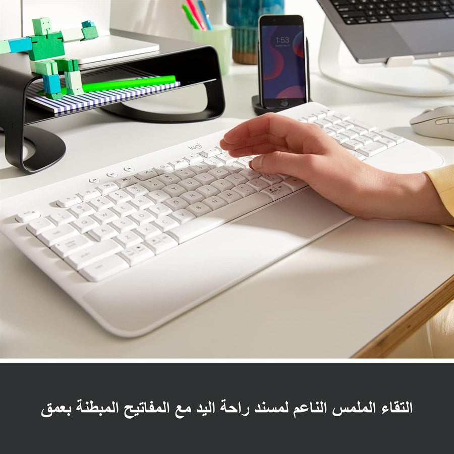 Logitech SIGNATURE K650 Wireless Keyboard with Wrist Rest (Off White) - AR Layout