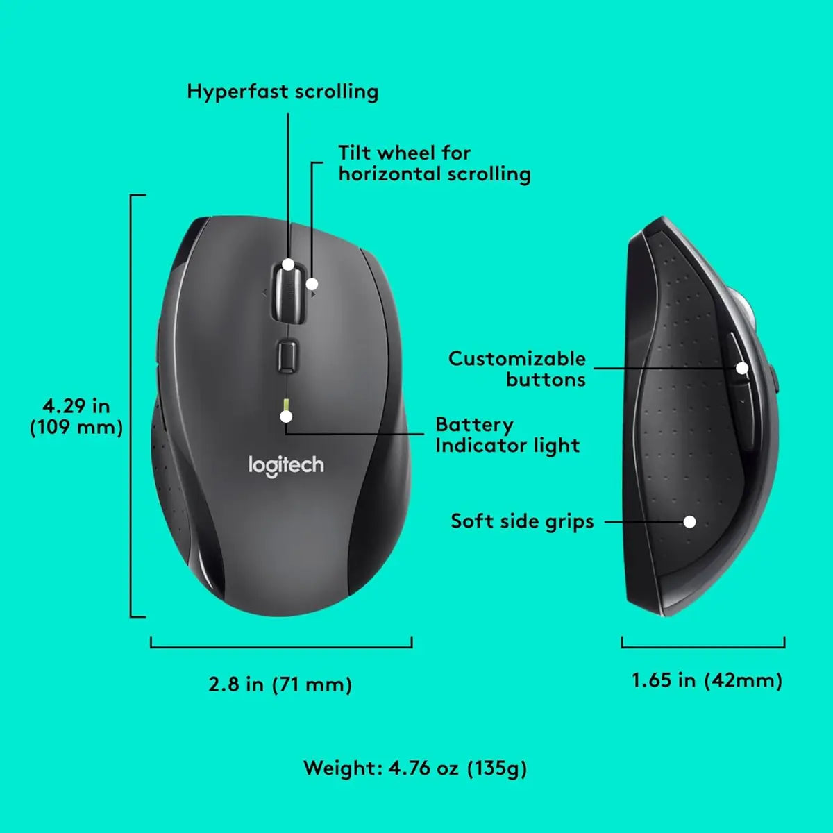 Logitech M705 Marathon Wireless Mouse - Black