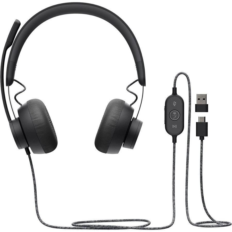Logitech ZONE Wired USB-C Headset with USB-A Adapter | UC Version