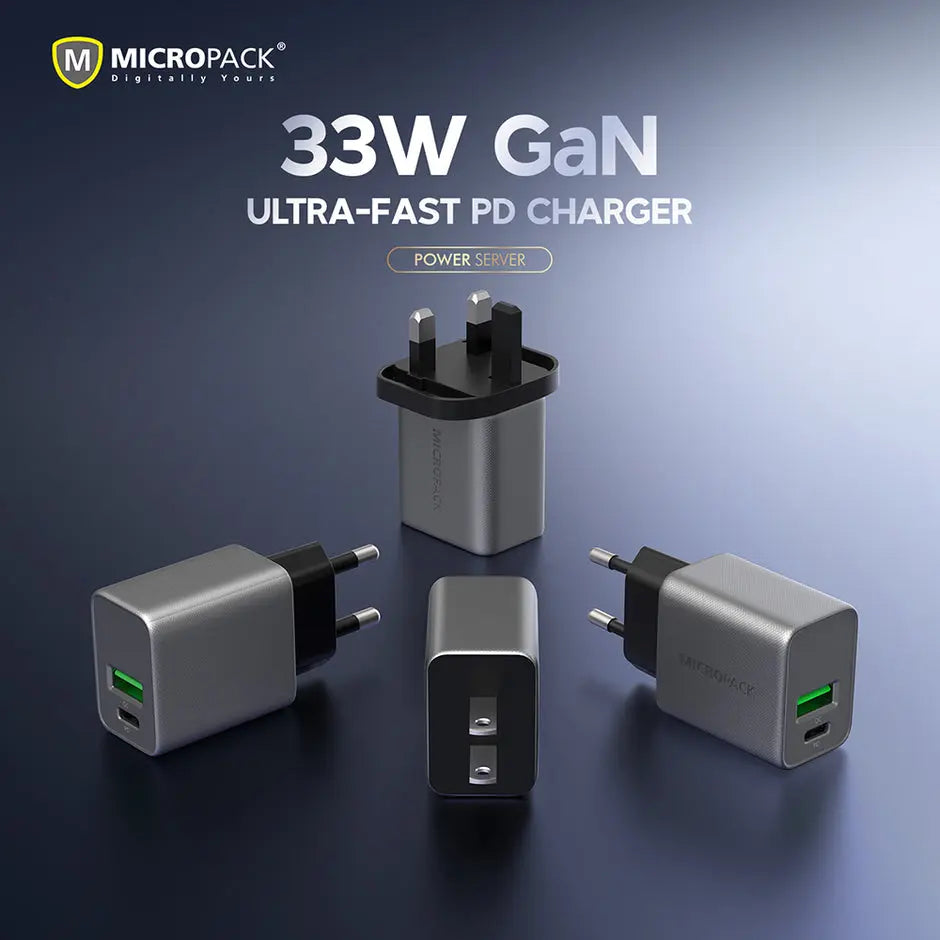 Micropack MWC-233PD 33W GaN Fast Charging Wall Charger - Titanium (EU)