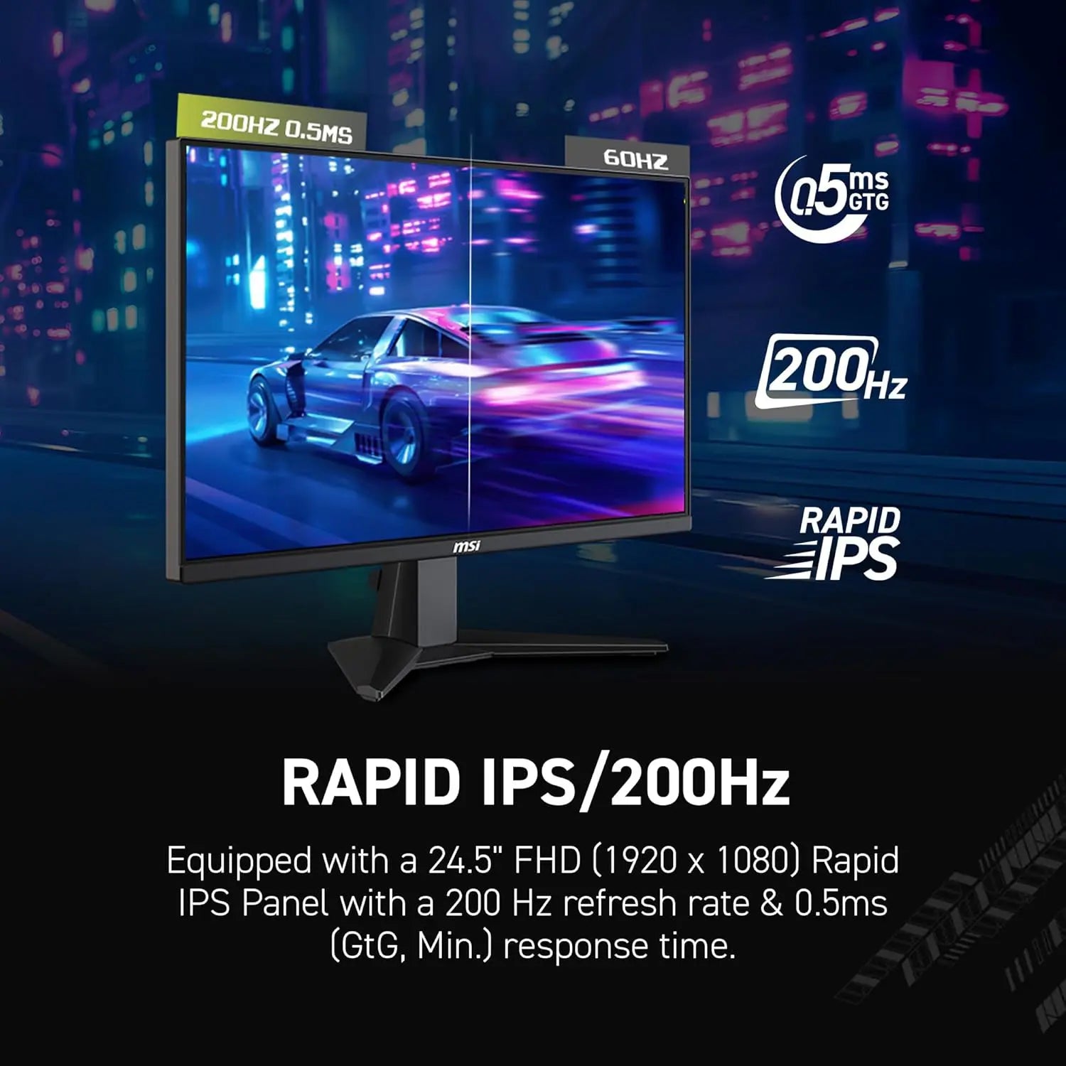 MSI MAG G255F E20 25-inch 1920x1080 (FHD) Gaming Monitor, 200Hz, IPS Panel, Adaptive-Sync, Height Adjustable, Speaker, 0.5ms, Black - PakByte Computers  