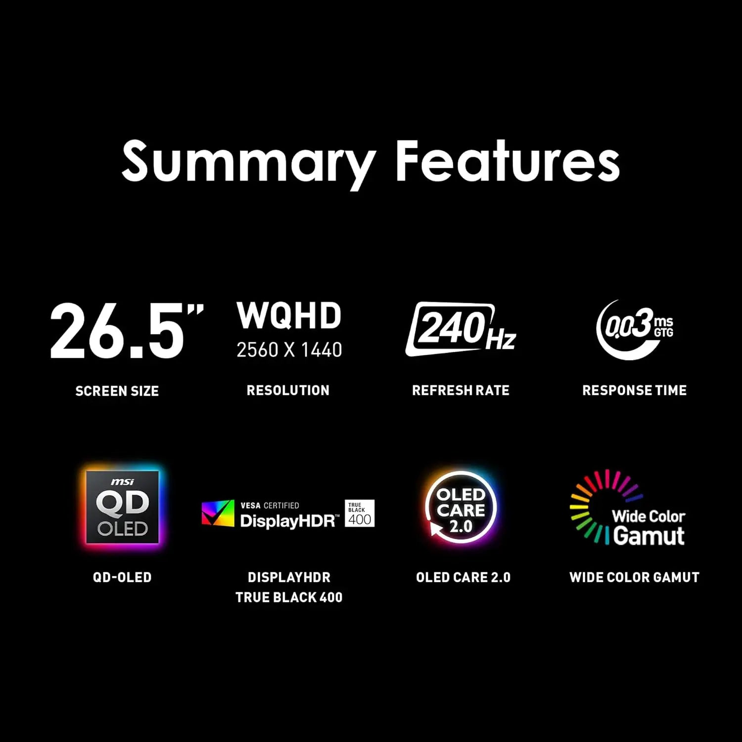 MSI MAG 273QP QD-OLED X24 27-inch  240Hz (QHD) Gaming Monitor