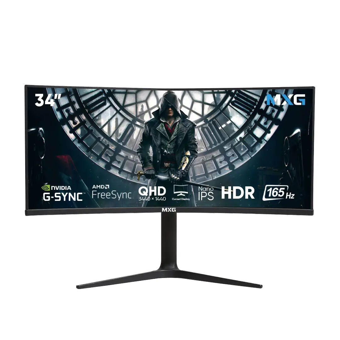 MXG G34WIC-65 34″ Nano IPS 165hz QHD (3440x1440) Ultrawide Curved Gaming Monitor