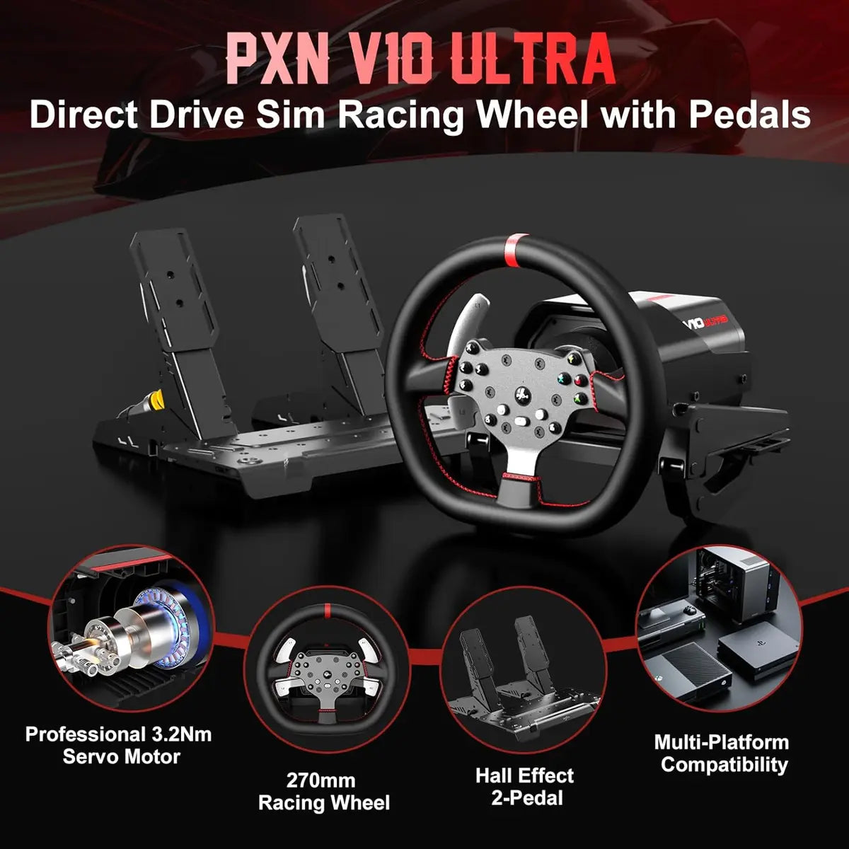 PXN V10 Ultra Direct Drive Racing Steering Wheel