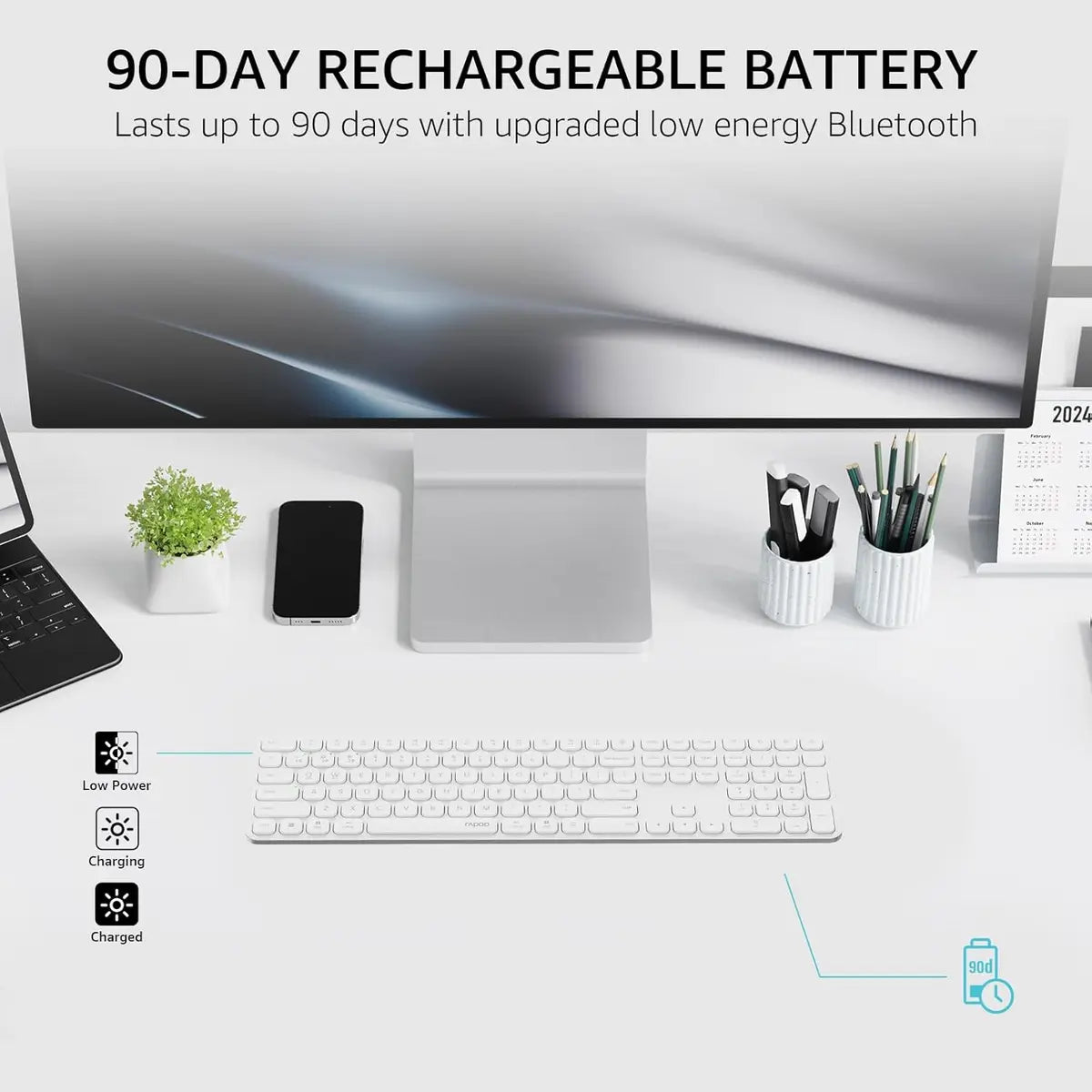 Rapoo E9550L Multi-Device Wireless Keyboard - White