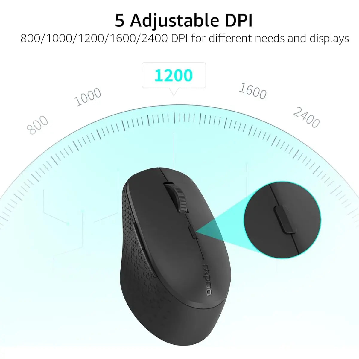 Rapoo M300 Silent Wireless Mouse - Dark Grey