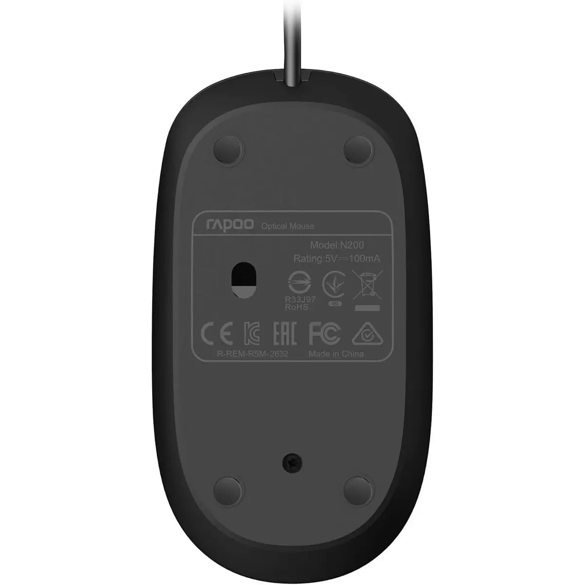 Rapoo N200 Wired Optical Silent Mouse - Black