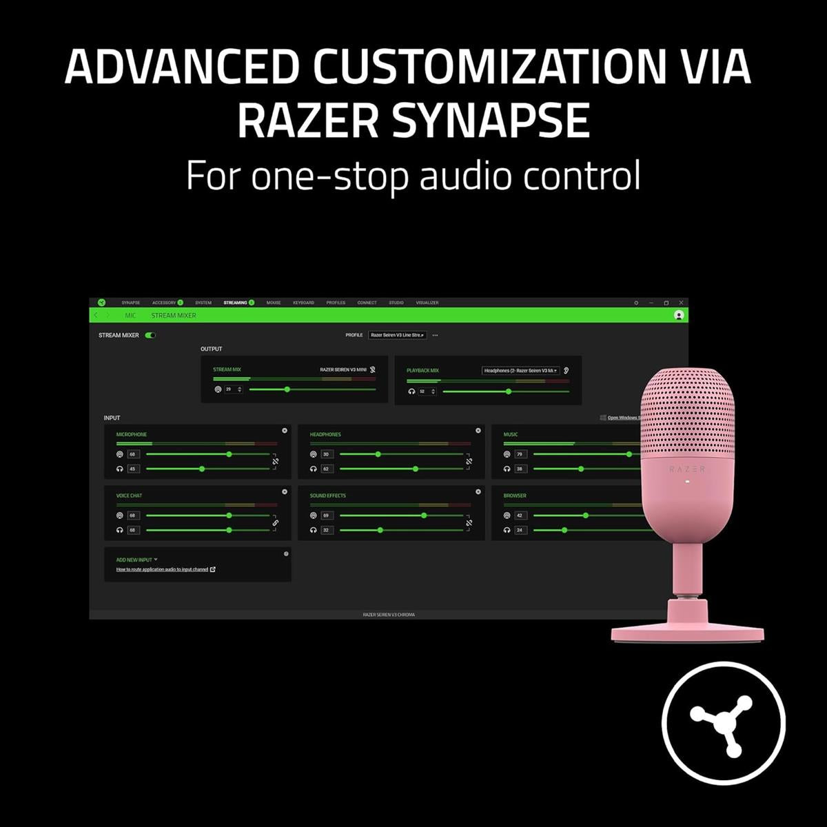 Pink Razer Microphone Razer Seiren V3 Mini USB Microphone - Quartz Pink