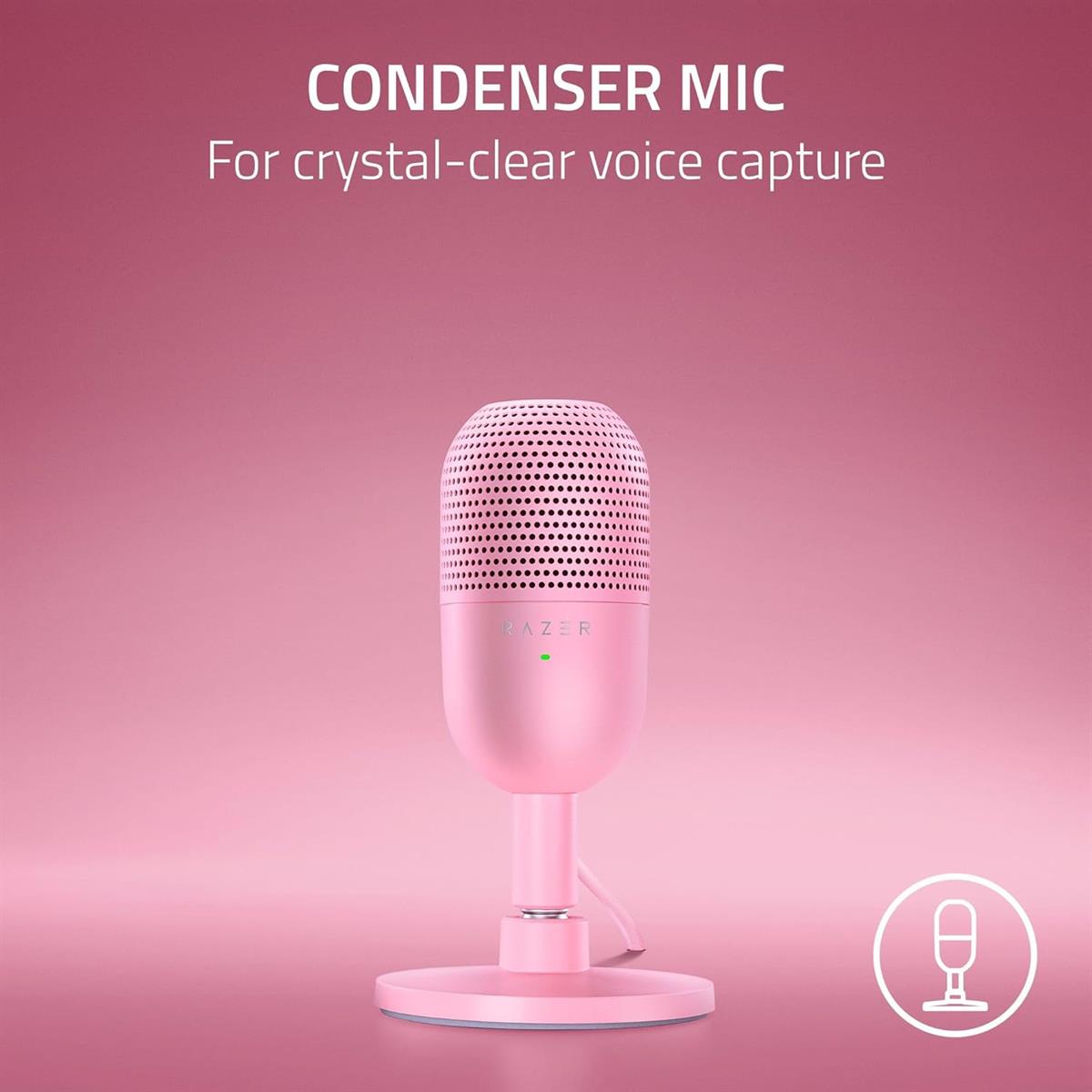 Pink Razer Microphone Razer Seiren V3 Mini USB Microphone - Quartz Pink