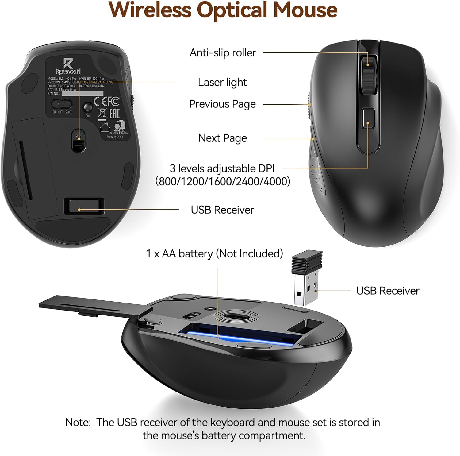 Redragon BS-7367B Wireless Keyboard and Mouse Combo