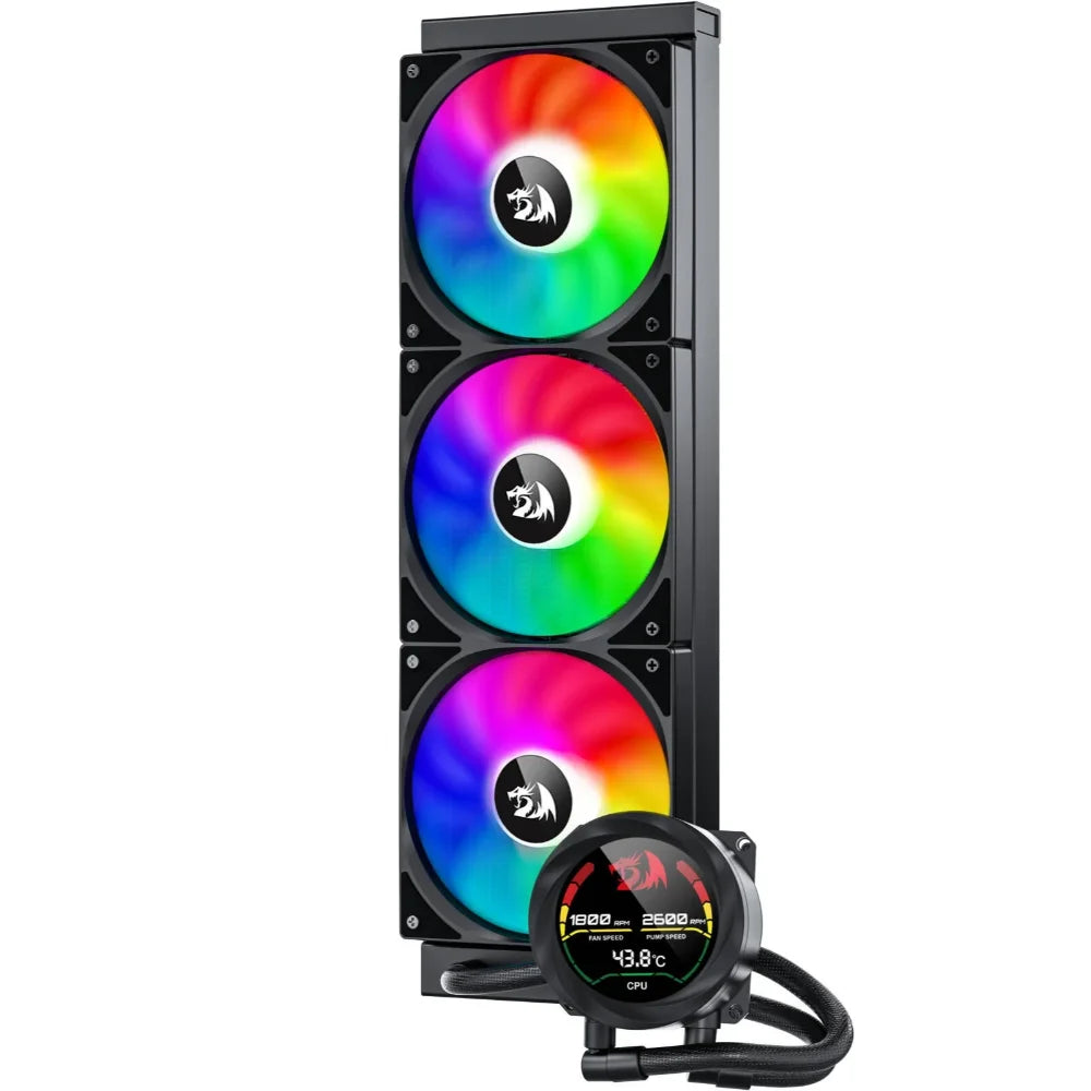 REDRAGON CCW-1017 360 CPU Liquid Cooler With Temperature Display 3x 12cm RGB Fans - PakByte  