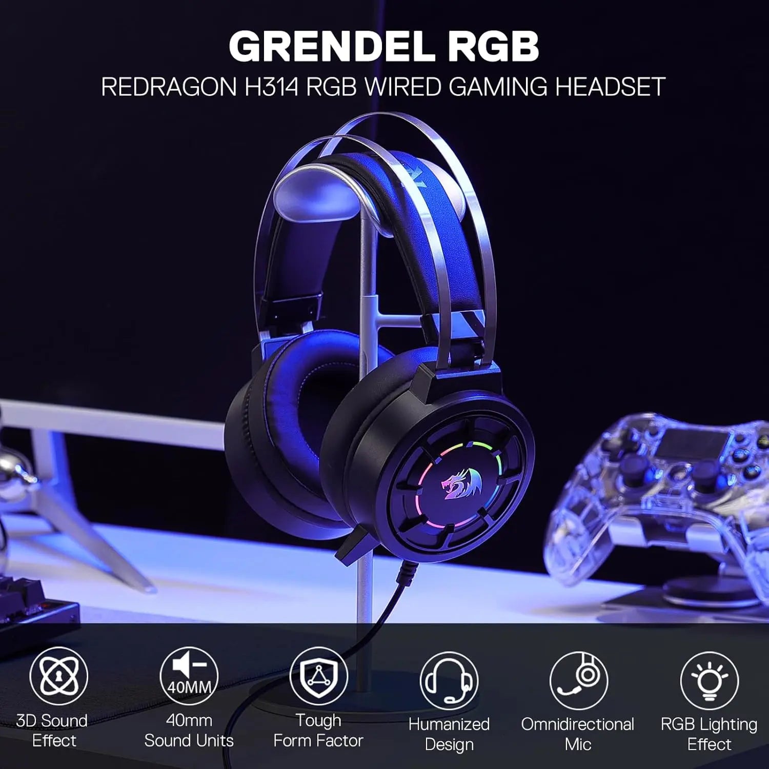 Redragon H314 Grendel RGB Gaming Headset
