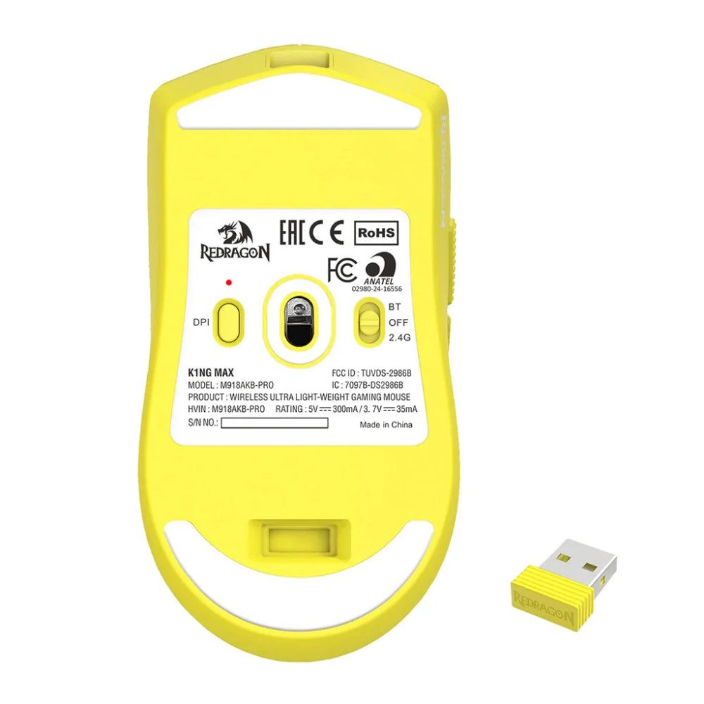 Redragon K1NG MAX M918 PRO 1K Hz 3-Mode Wireless Gaming Mouse – Yellow