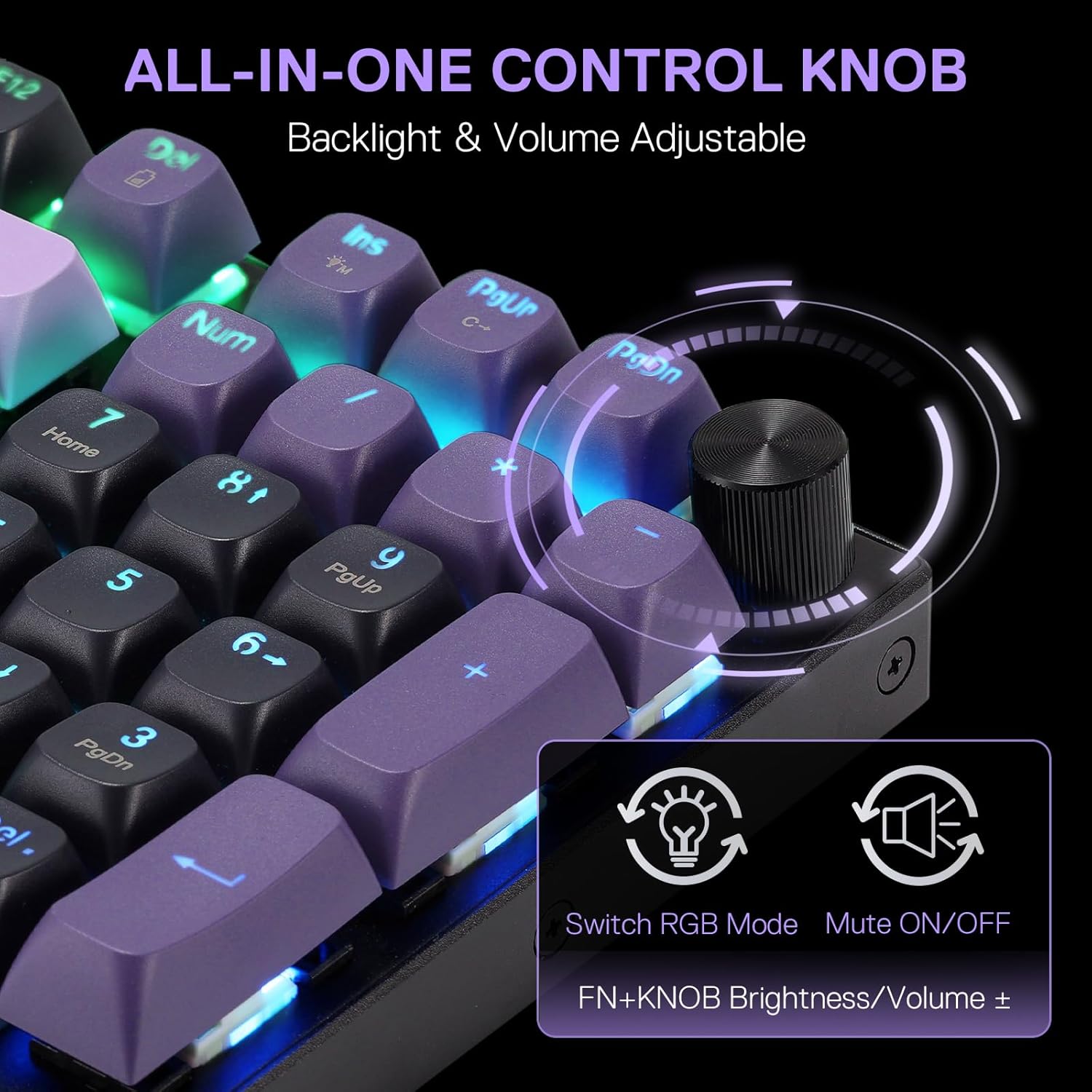 Redragon K740 Wired RGB Gaming Keyboard - Purple Rain