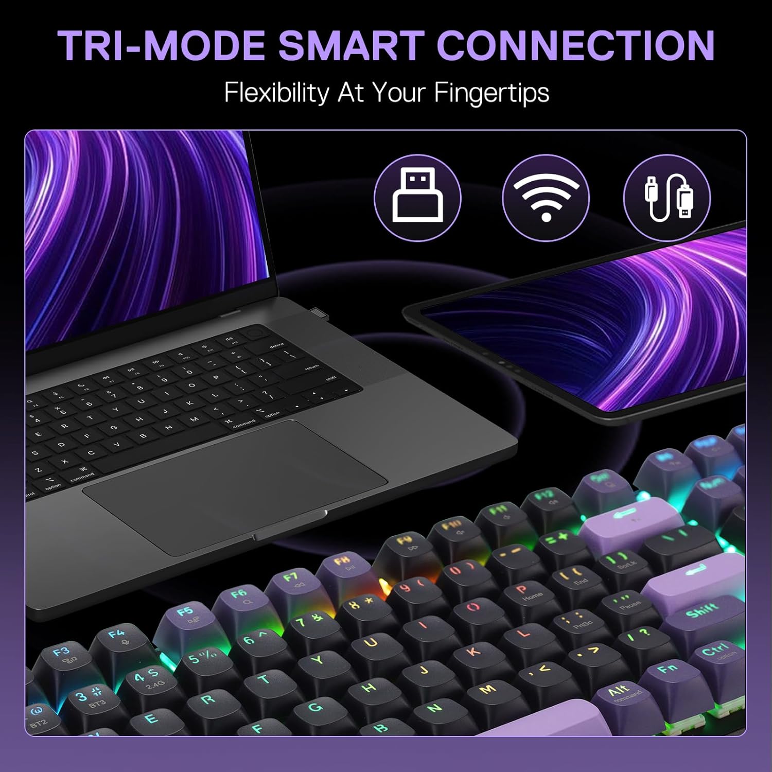 Redragon K740 Wired RGB Gaming Keyboard - Purple Rain