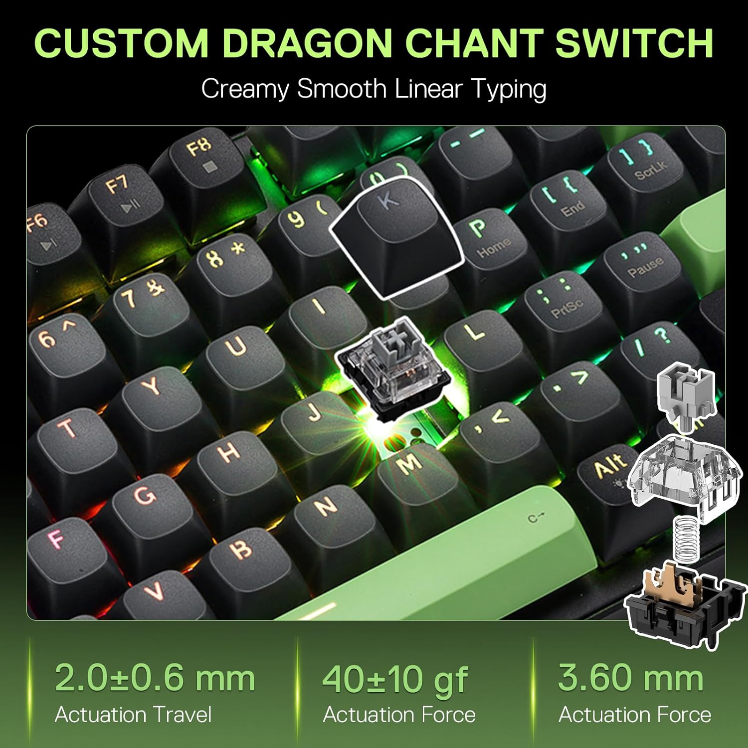 Redragon K740 Wired RGB Gaming Keyboard - Green Blaze