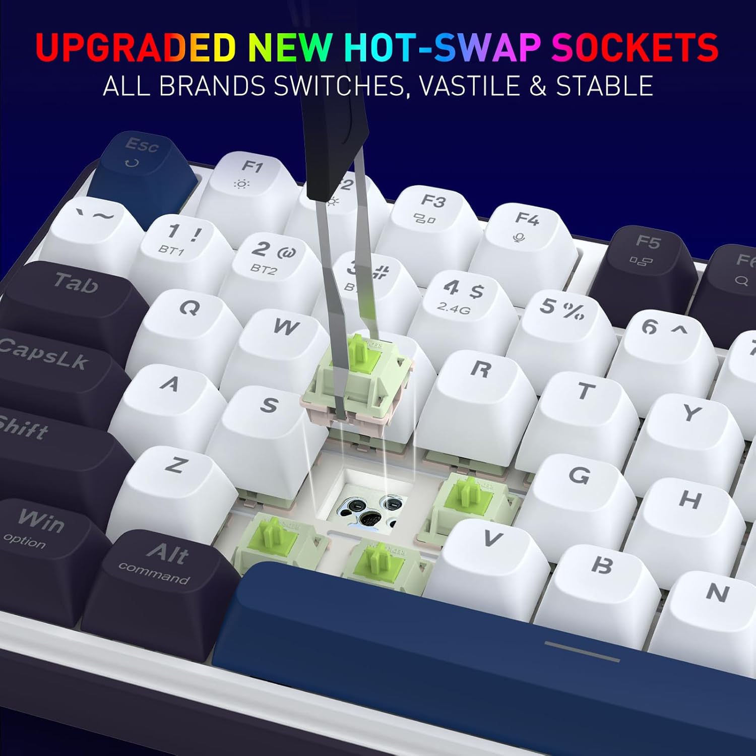 Redragon K744 PRO Wireless Gasket RGB Gaming Keyboard - Cerulean Polar