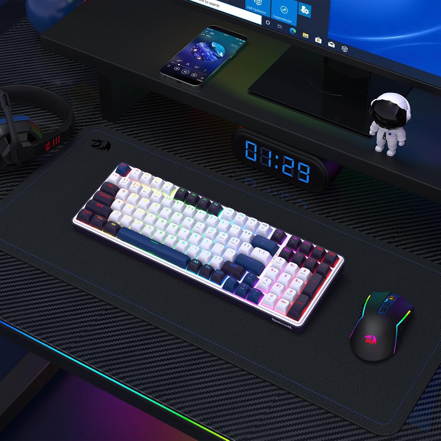 Redragon K744 PRO Wireless Gasket RGB Gaming Keyboard - Cerulean Polar
