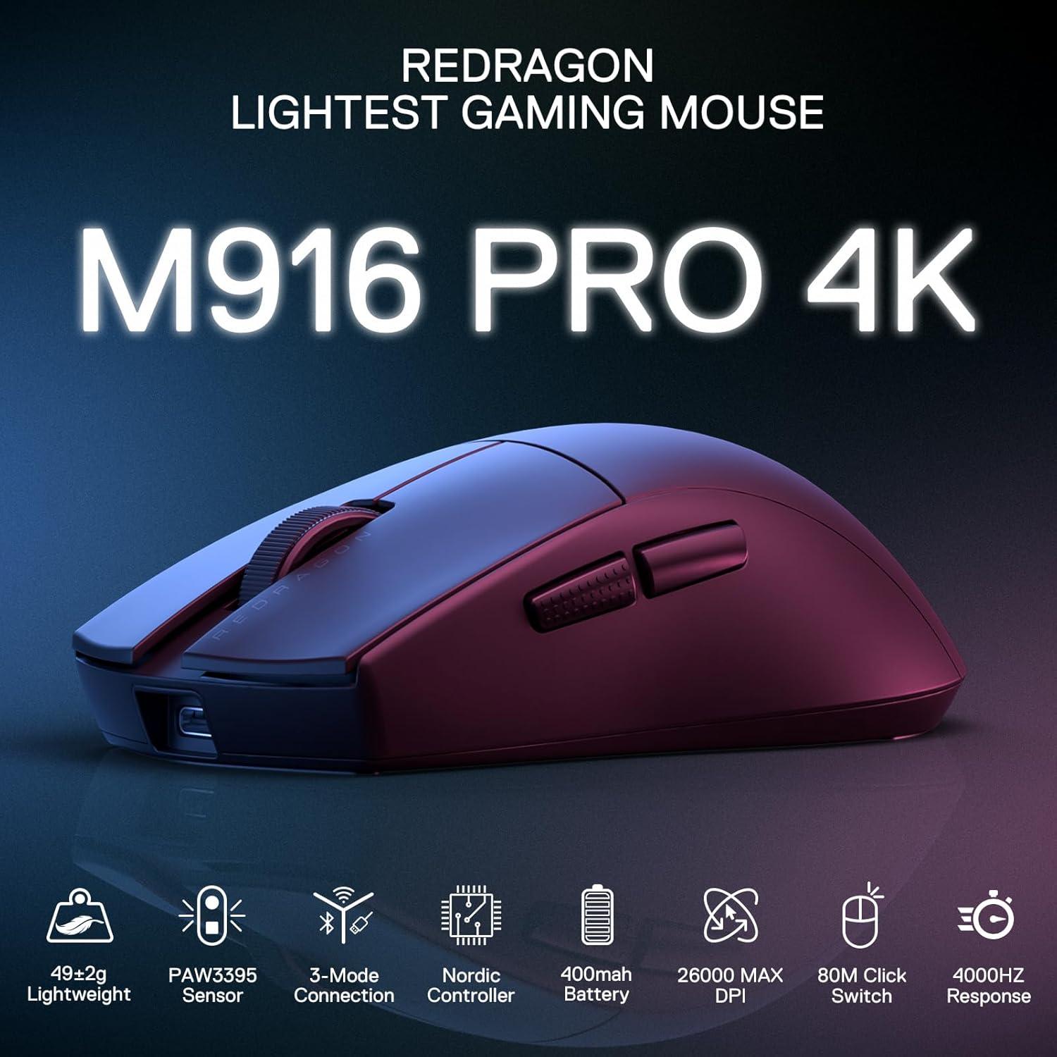 Redragon M916 PRO 3-Mode Wireless Gaming Mouse