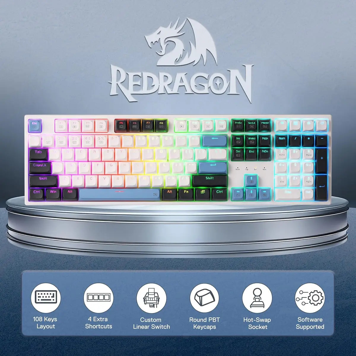 Redragon Trundle K668 WBO Wired Gasket RGB Gaming Keyboard
