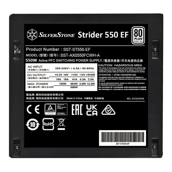 SilverStone Strider 550 EF 80 Plus ATX Power Supply