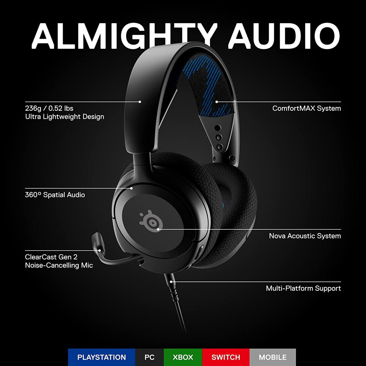 SteelSeries Arctis Nova 1p Playstation Gaming Headset - Black - PakByte Computers  