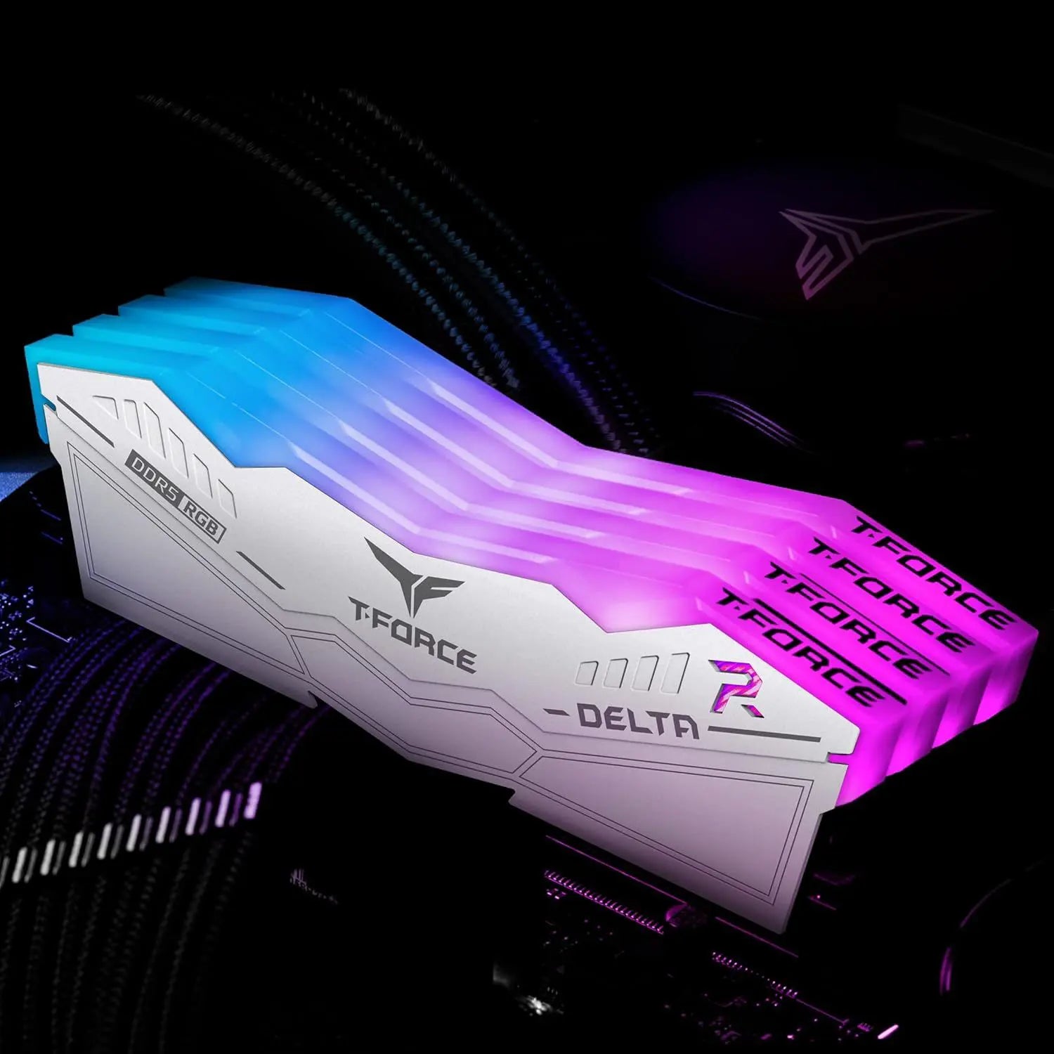 TeamGroup T-Force Delta RGB DDR5 64GB (2x32GB) 6000MHz CL38 Desktop Memory - White