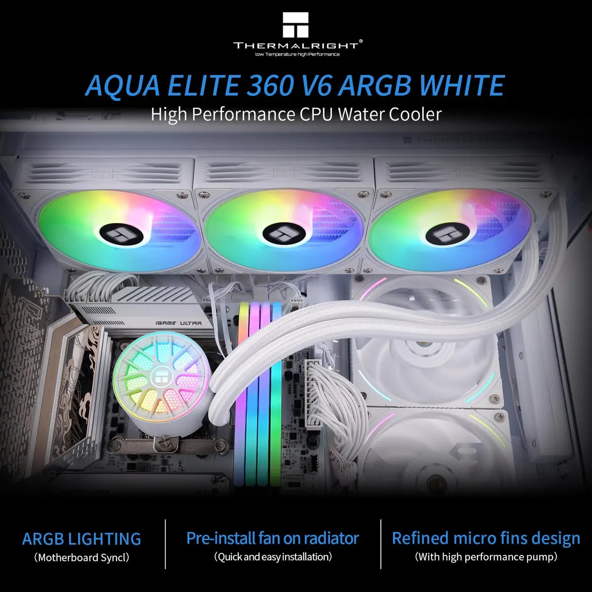 Thermalright Aqua Elite 360 V6 ARGB CPU Liquid Cooler - White