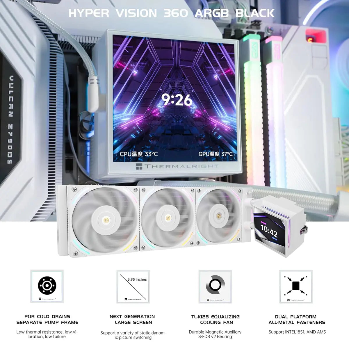 Thermalright Hyper Vision 360 ARGB AIO CPU Liquid Cooler - White