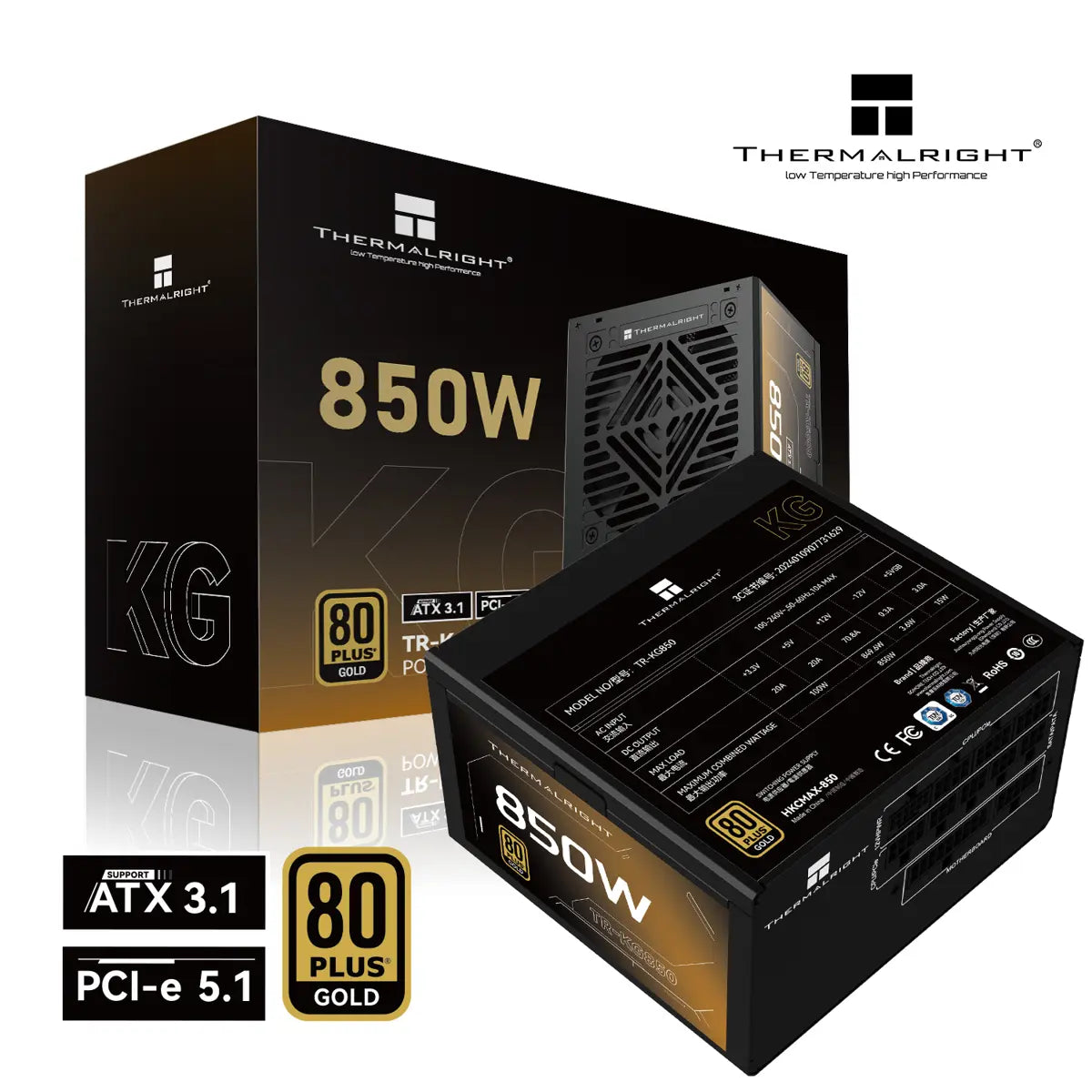 Thermalright KG-850 850W 80 Plus Gold Fully Modular Power Supply - Black