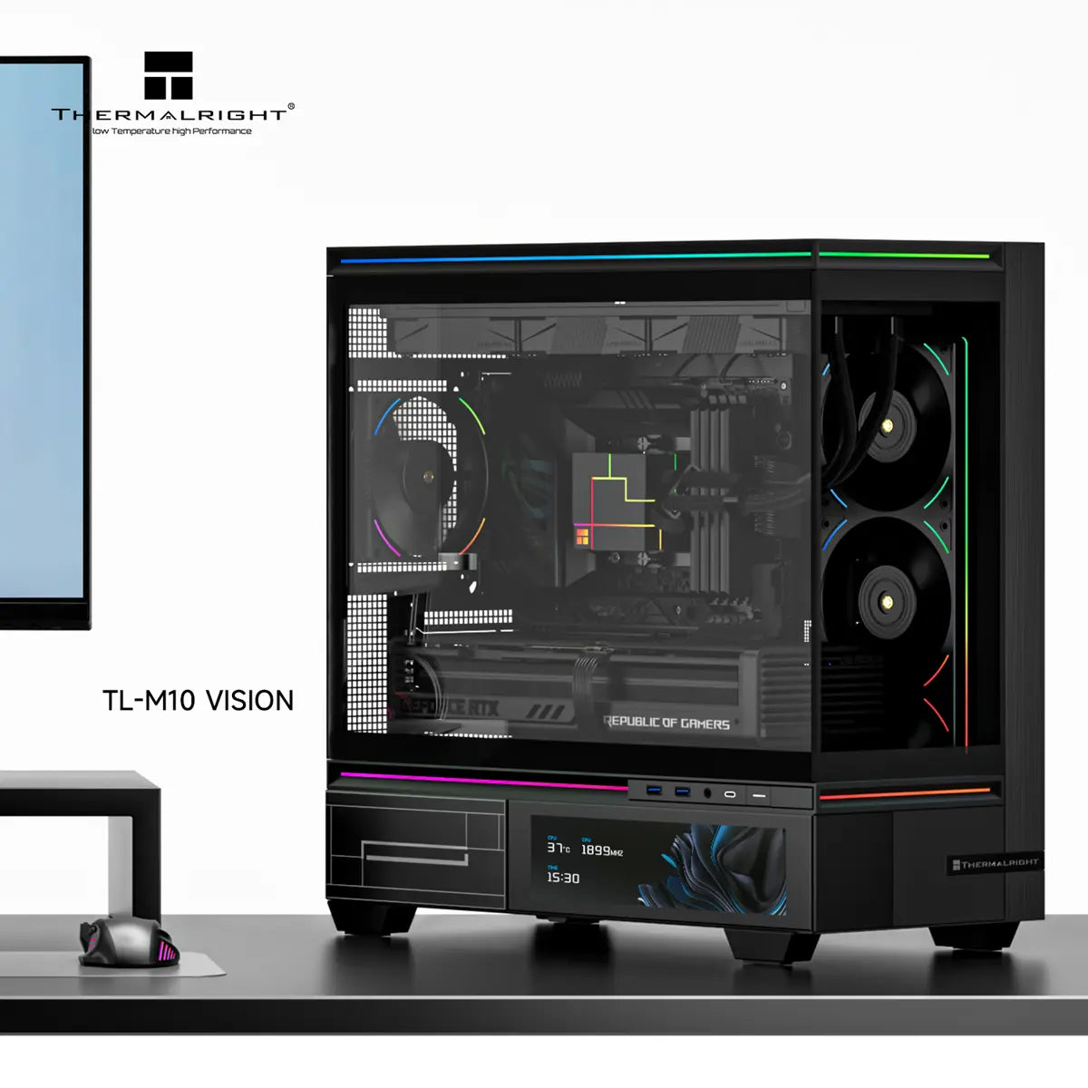 Thermalright TL-M10 Vision LCD Screen Mid-Tower Micro-ATX Gaming Case - Black