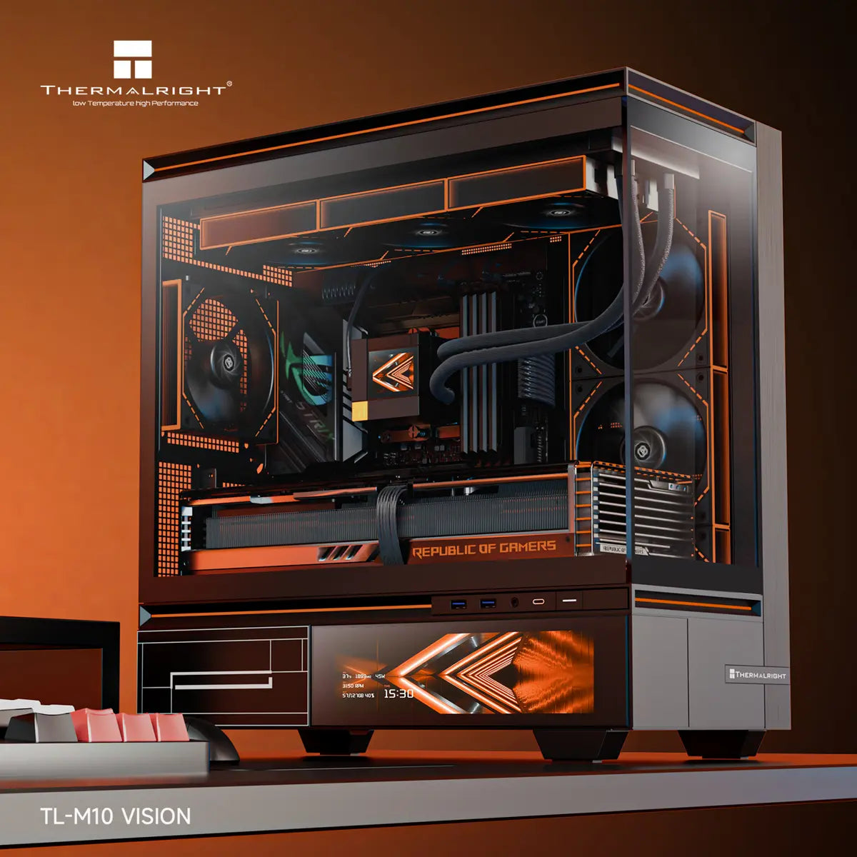 Thermalright TL-M10 Vision LCD Screen Mid-Tower Micro-ATX Gaming Case - Black