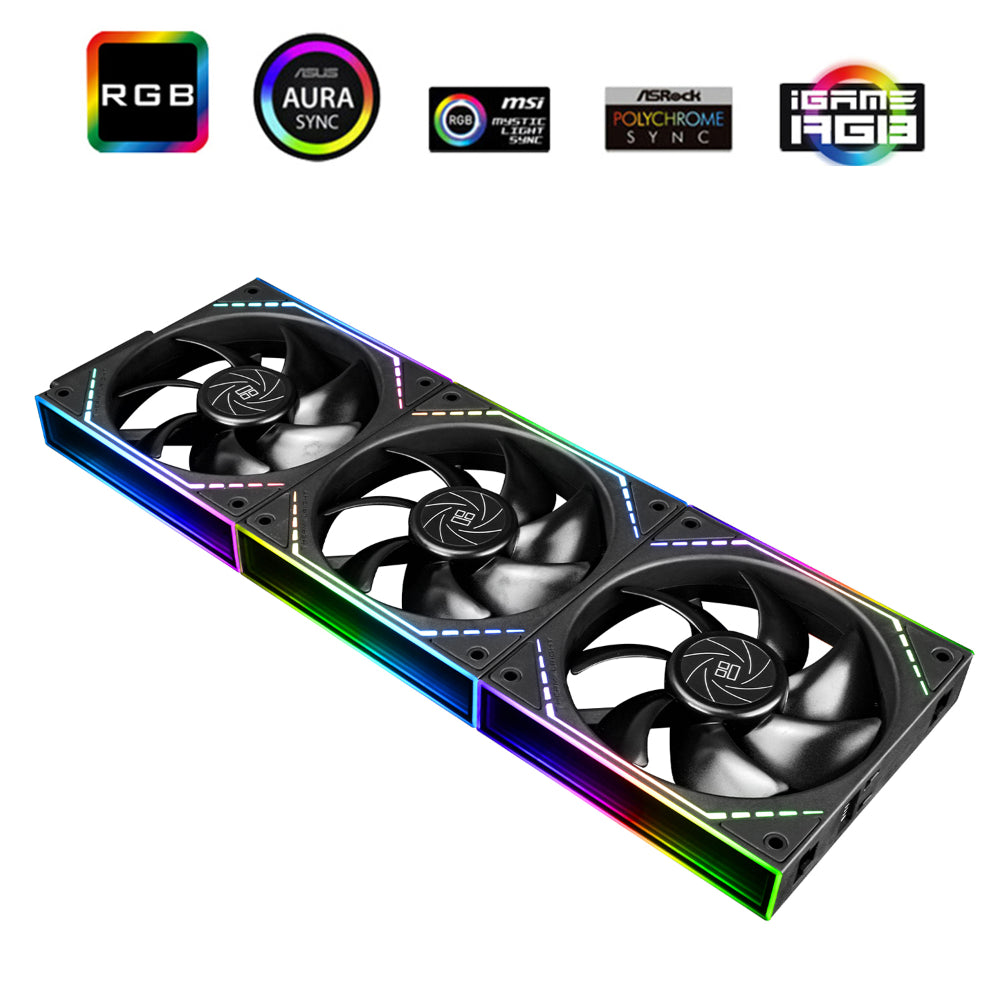 Thermalright TL-M12QR X3 120mm PC Reverse Blade Case Fans - Black