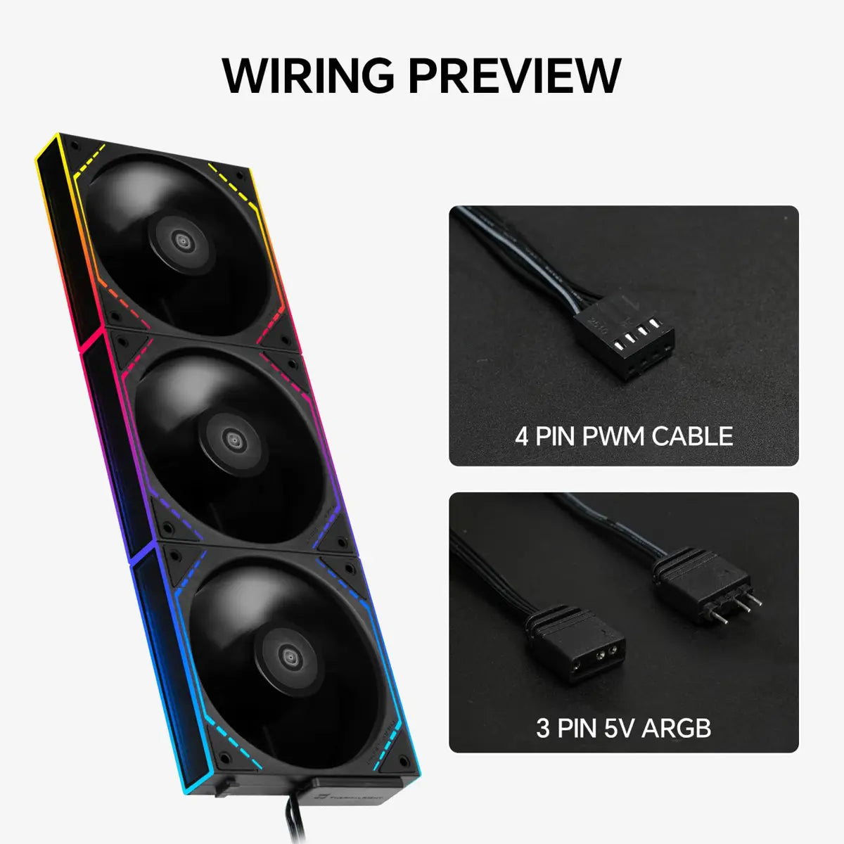 Thermalright TL-M12Q X3 120mm PC Case Cooling Fans, Pack of 3 - Black