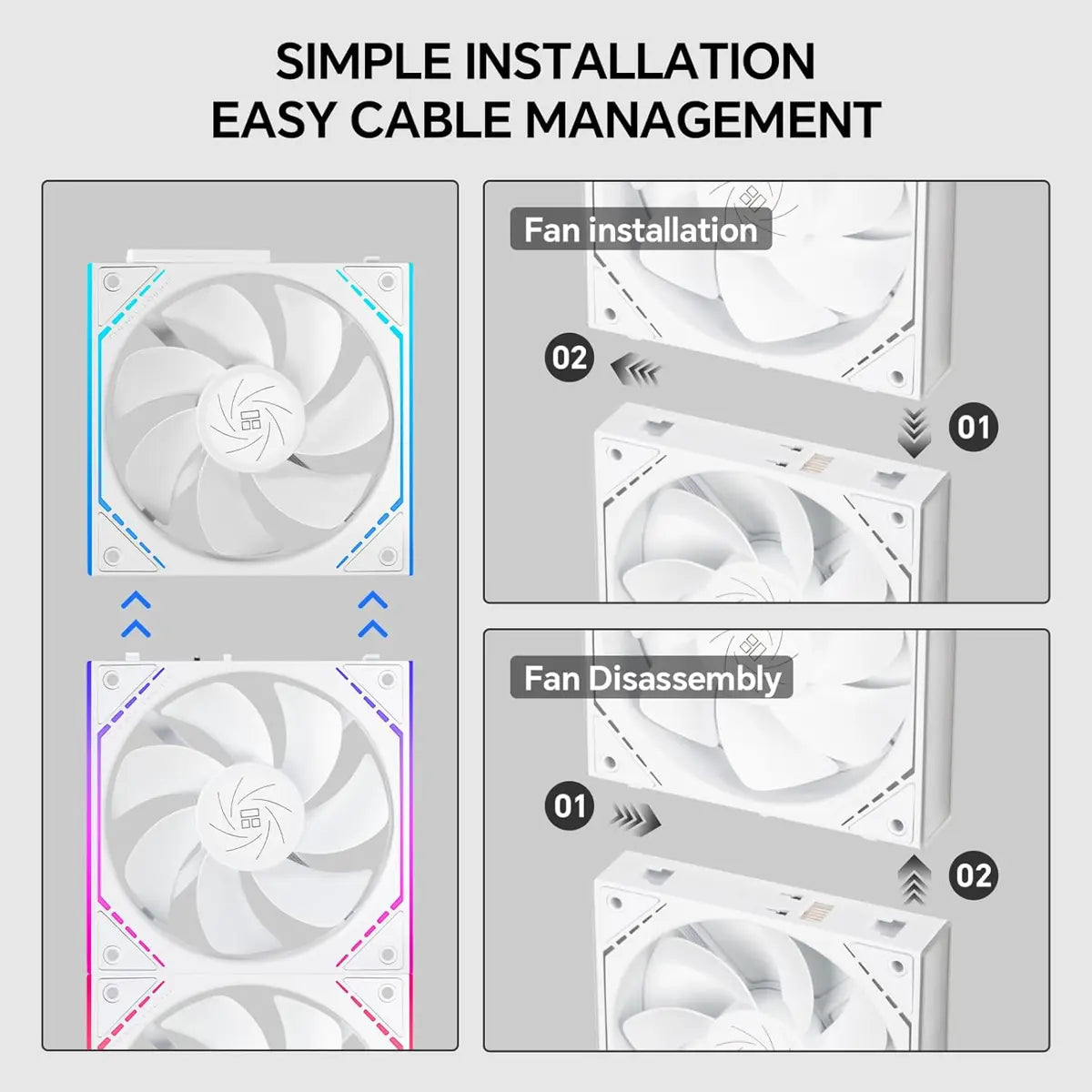 Thermalright TL-M12QRW X3 120mm PC Reverse Blade Case Fans - White