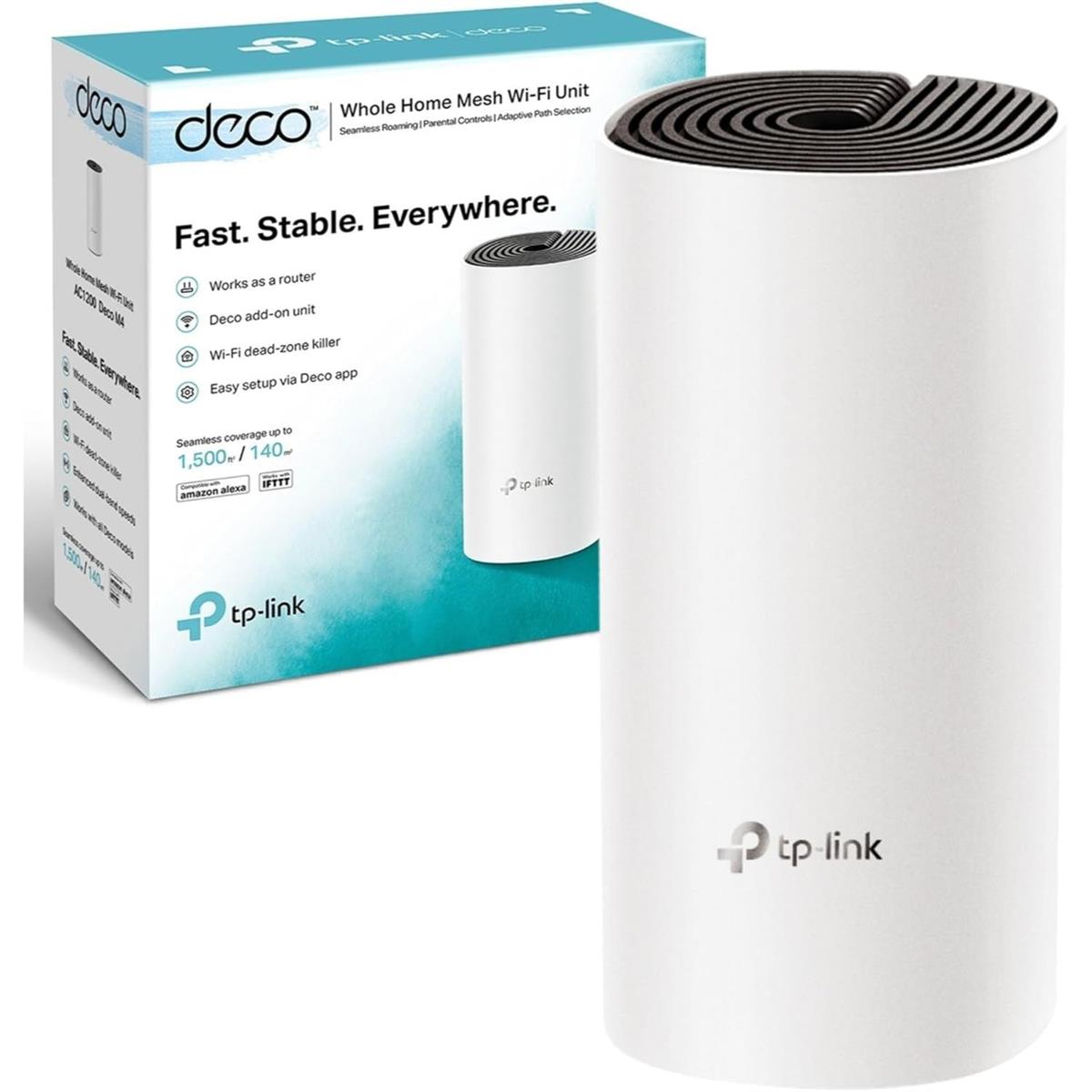 TP-Link Deco M4 (1-Pack) Wi-Fi 5 Router, Dual Band Up to 1167 Mbps, Wifi Extender as Add on