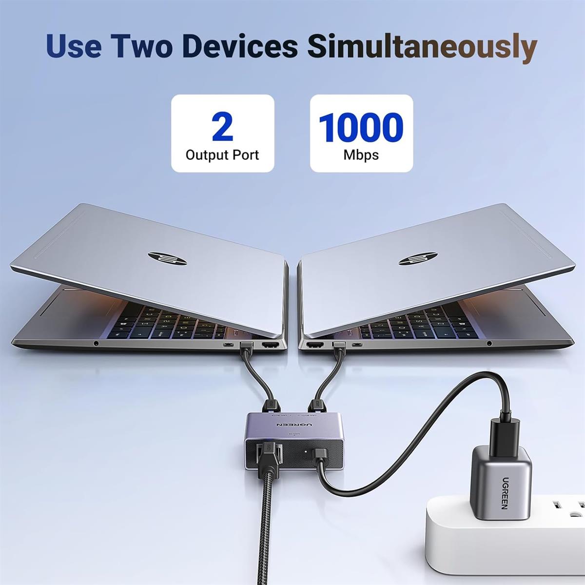 Ugreen 1000Mbps Ethernet Splitter for PC, Laptop, PS5, Xbox, TV