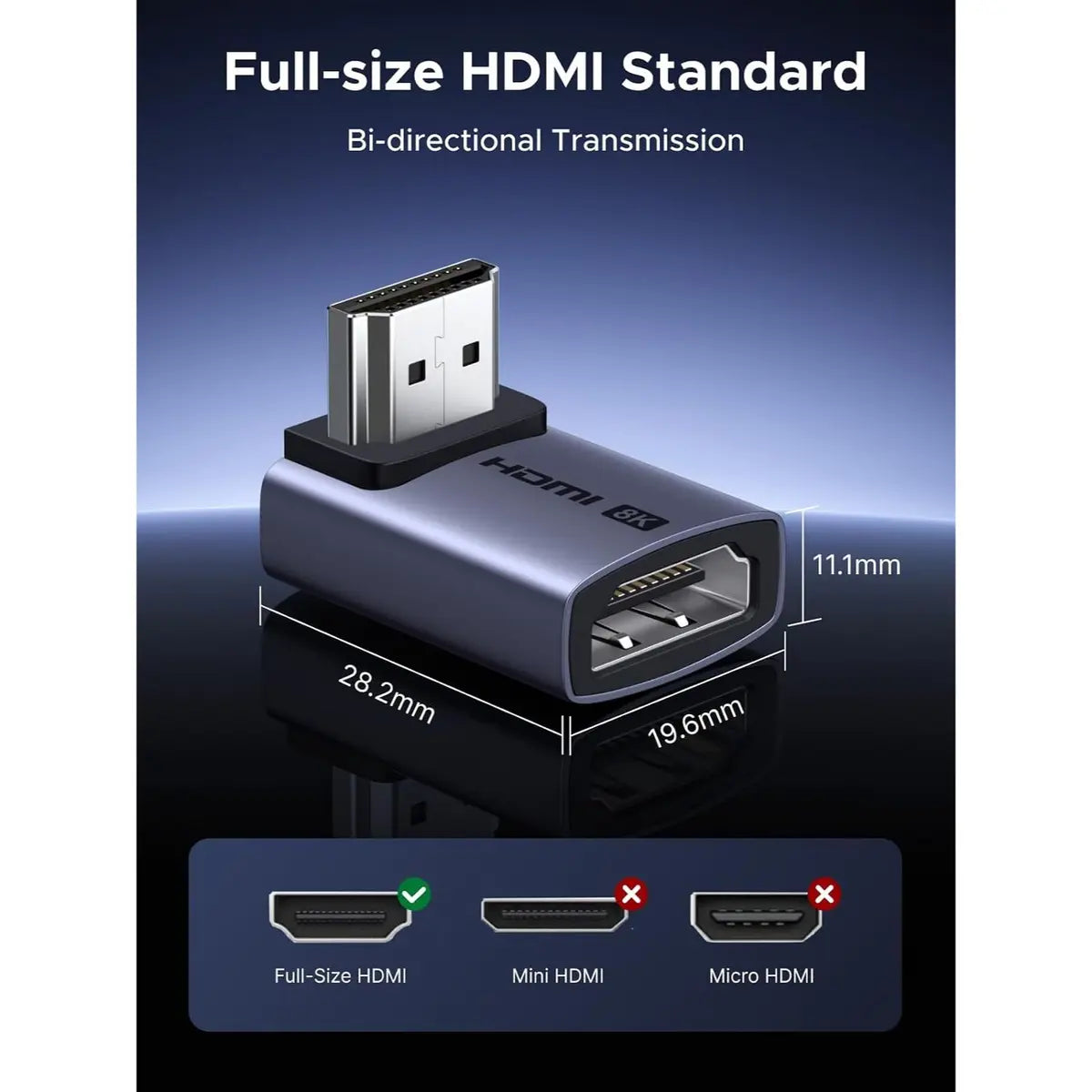 Ugreen 10K 8K@60Hz HDMI 2.1 Right Angle Male to Female Adapter