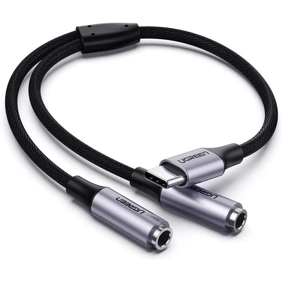 Ugreen 30732 USB Type-C to 3.5mm 2 Female Splitter Audio Cable