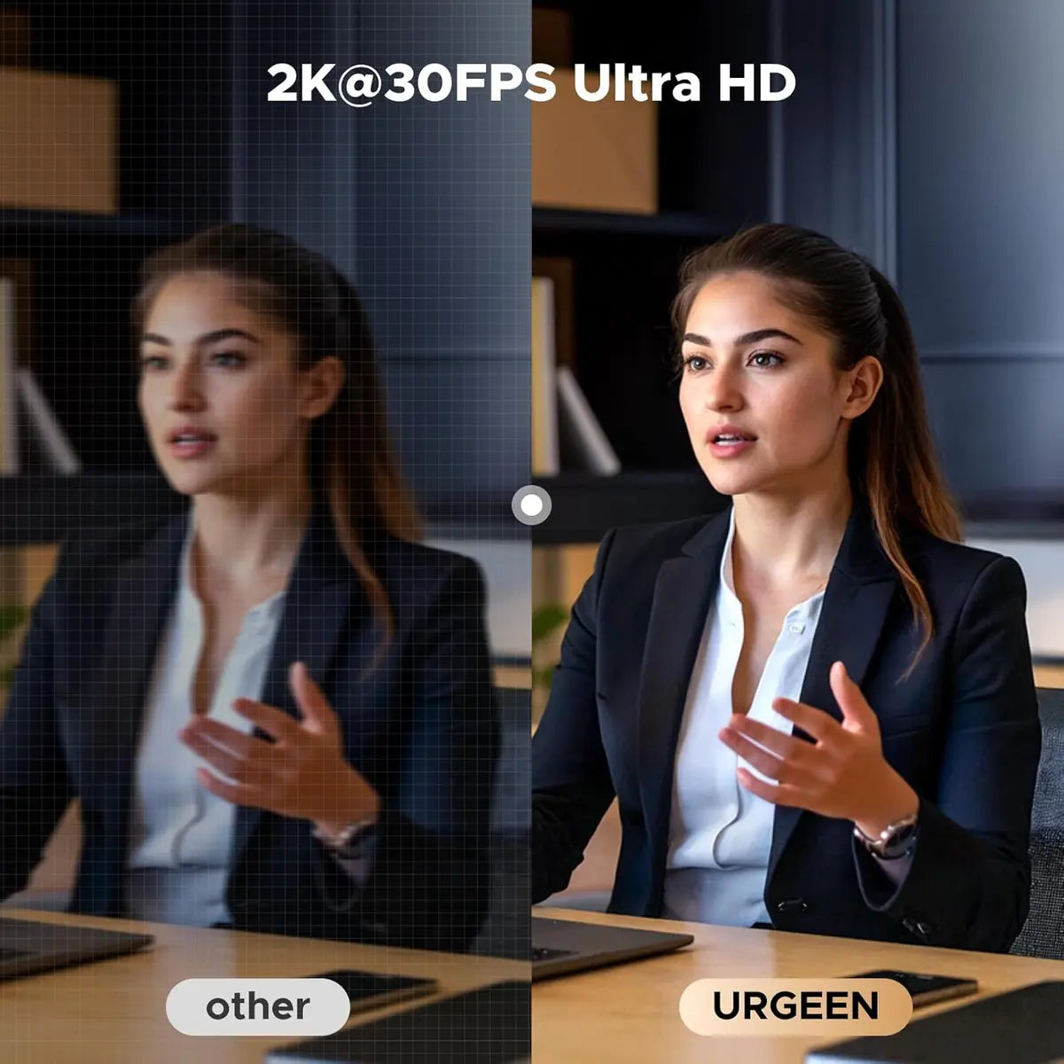 Ugreen 65857 2K Webcam with 4-Level Ring Light