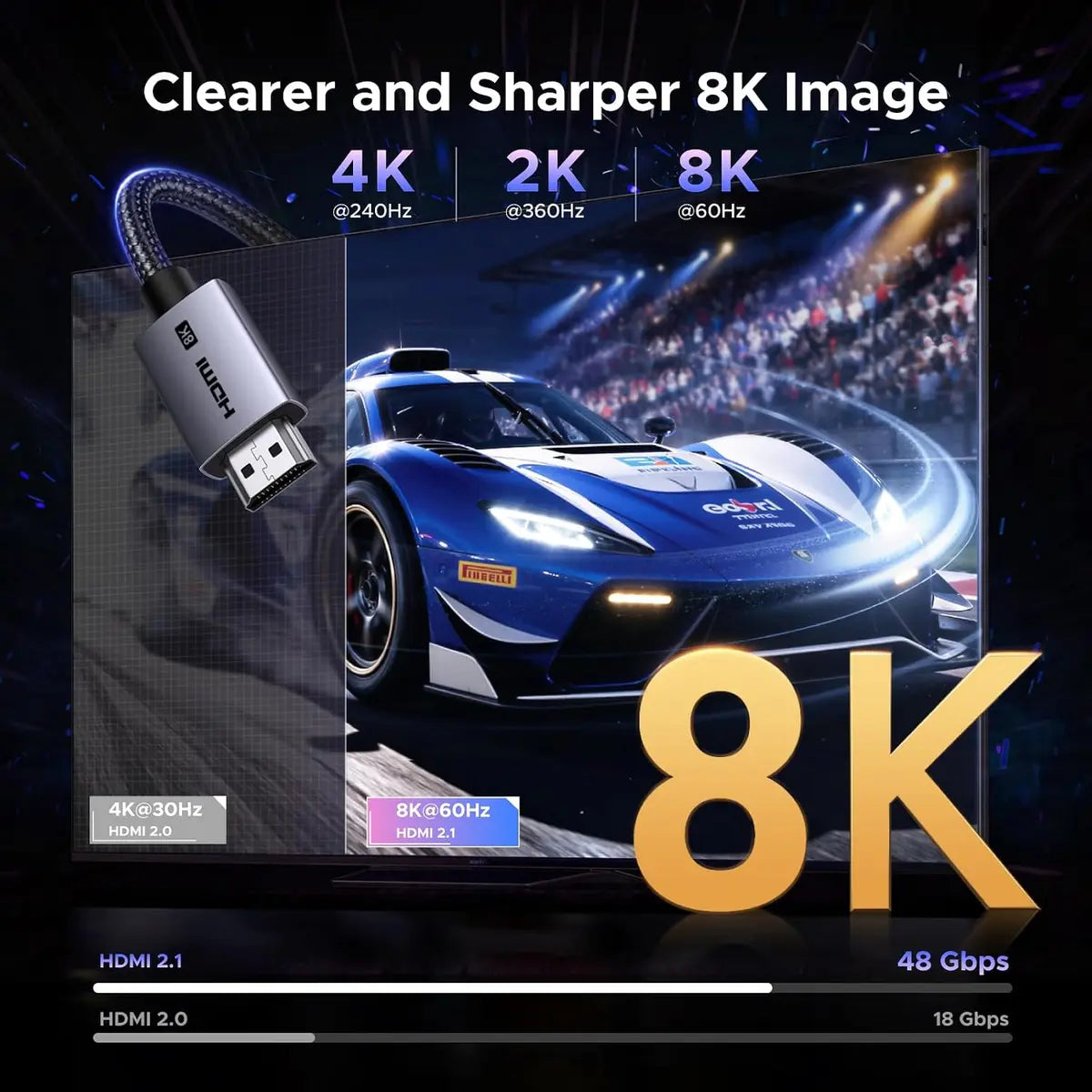 Ugreen 95927 8K@60Hz HDMI 2.1 Extension Cable Male to Female - 2M