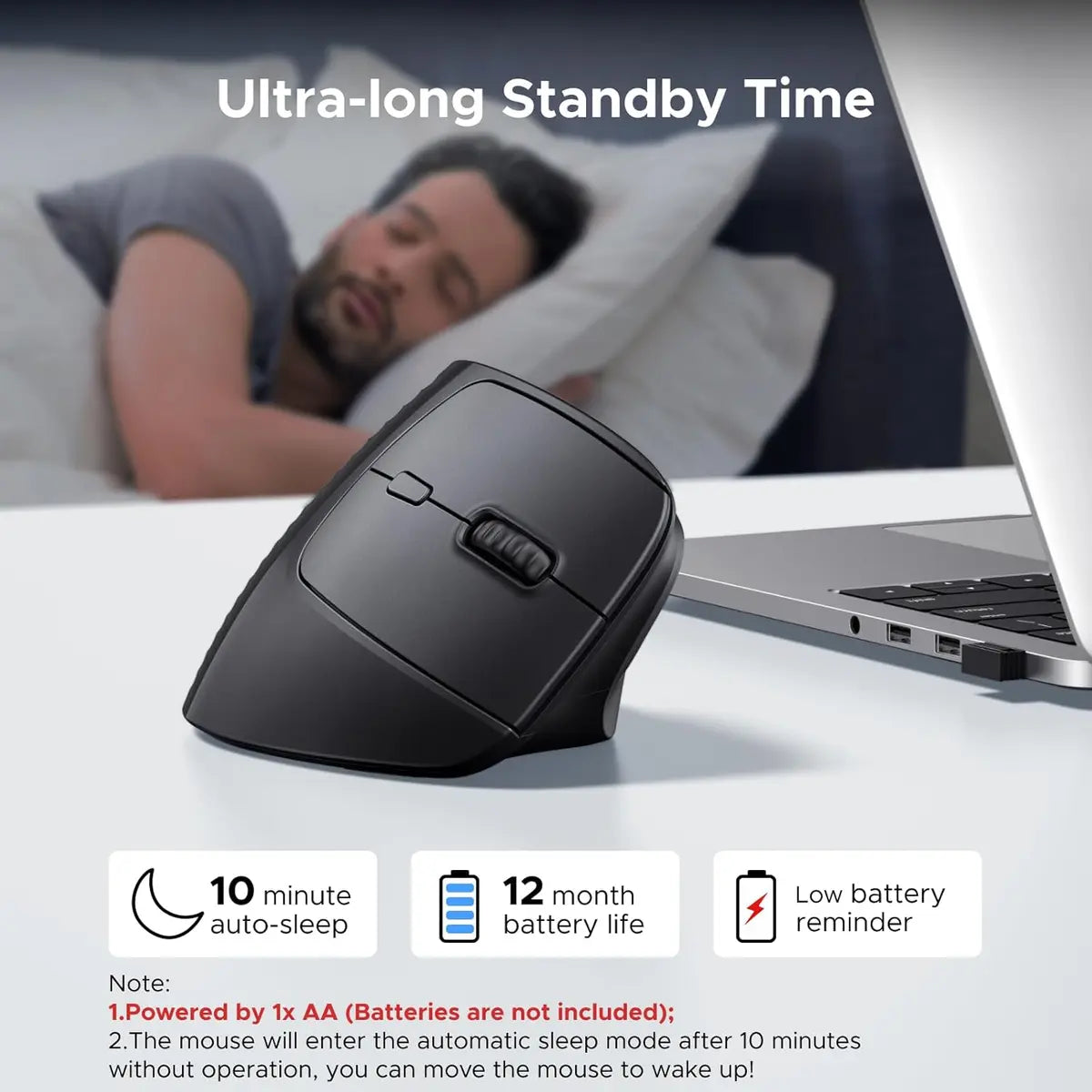 Ugreen 65042 Ergonomic, Wireless Bluetooth Vertical Mouse