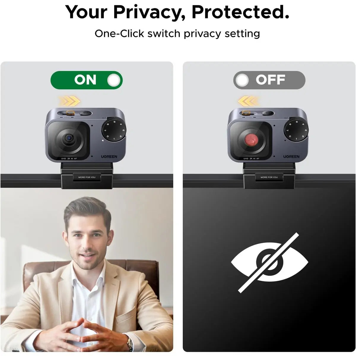 Ugreen 75725A FineCam Pro 2K Webcam Streaming with AI